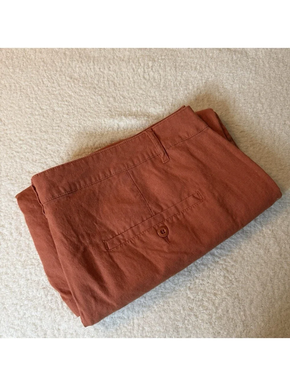 American Tall Men’s Linen Blend Shorts Orange 40XT Casual Flat Front
